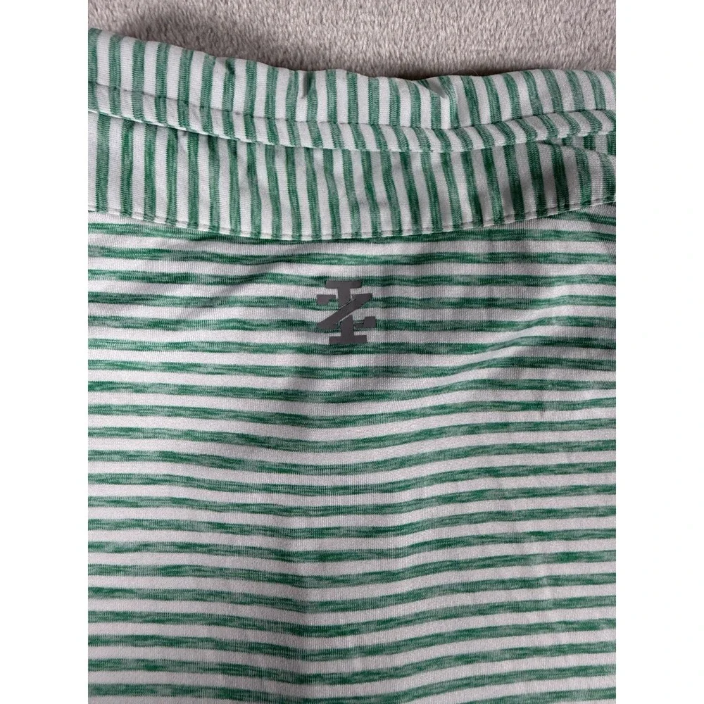 IZOD Golf Polo Shirt Mens‎ Large Green White Striped Short Sleeve Performance